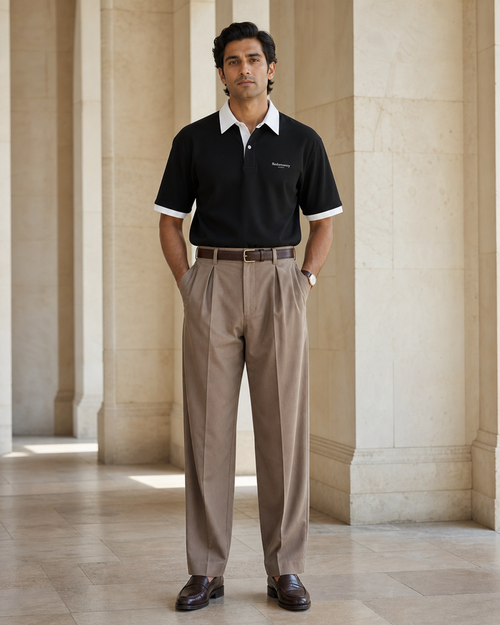 Redamancy Contrast Polo T-Shirt — Black