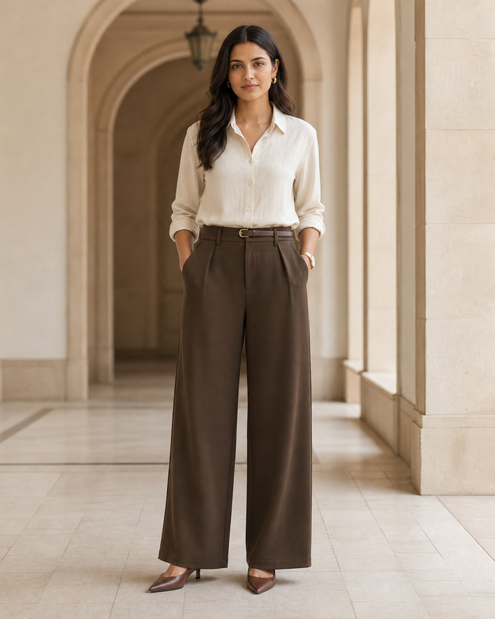 Wide Stance Trousers Baggy Fit — Brown
