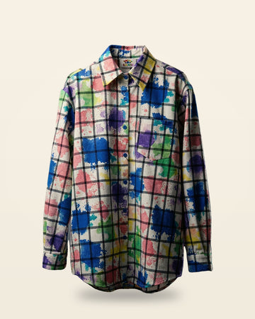 Abstract Palette Oversized Shirt — White