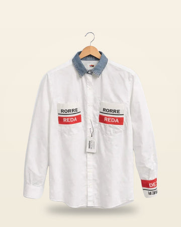 Dual-Tone Oversized Shirt Full Sleeve