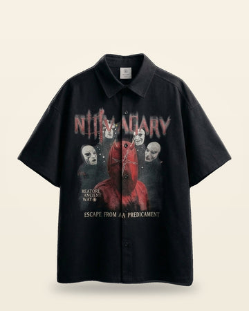 Escape Oversized Shirt Camp Collar