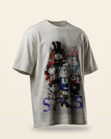 Graphic Drop-Shoulder Tee — Cream