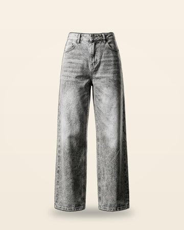 Grey Washed Denim Jeans Relaxed