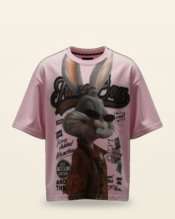 Rabbit Print Oversized Tee