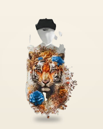 Royal Tiger Floral Formal Shirt White