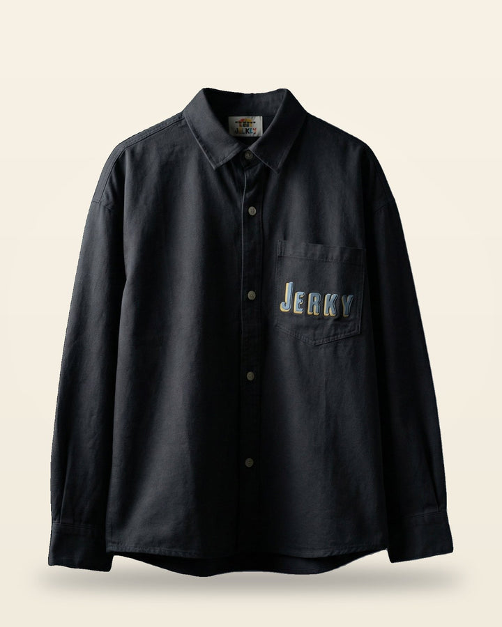 Shadow Back Graphic Shacket Oversized Button-Up Fit