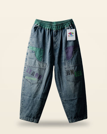Shush Denim Joggers — Blue