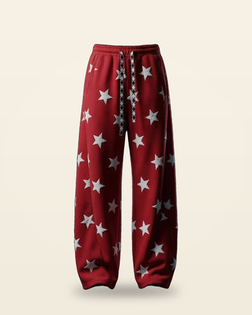 Star Print Tapered Joggers Elasticated Drawstring Fit