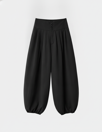 Black High-Waist Baggy Trousers for Women