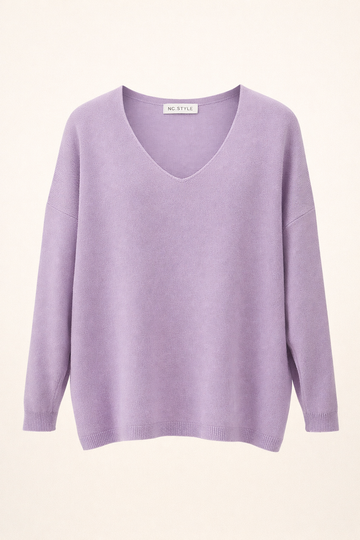 SANKI Purple V-Neck Crew-neck Top for Women