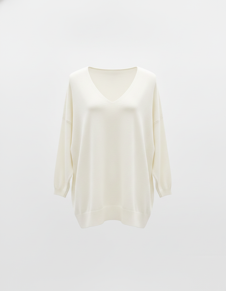 SANKI White V-Neck Crew-neck Top for Women