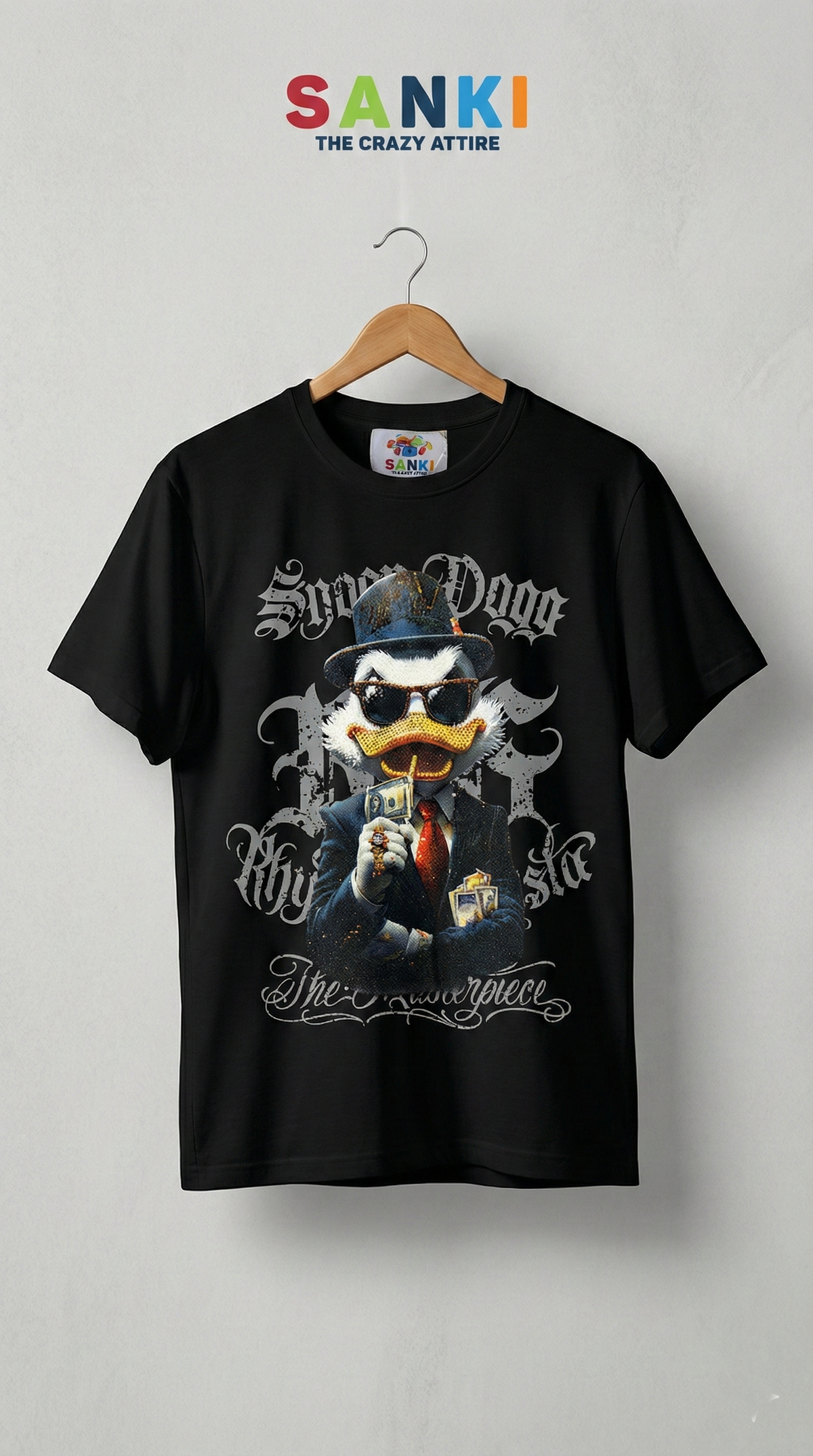 Gangster Cartoon Graphic Oversized Fit — Black — view 3