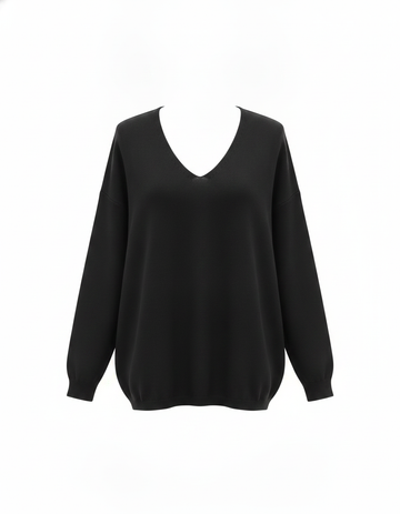 SANKI Black V-Neck Crew-neck Top for Women