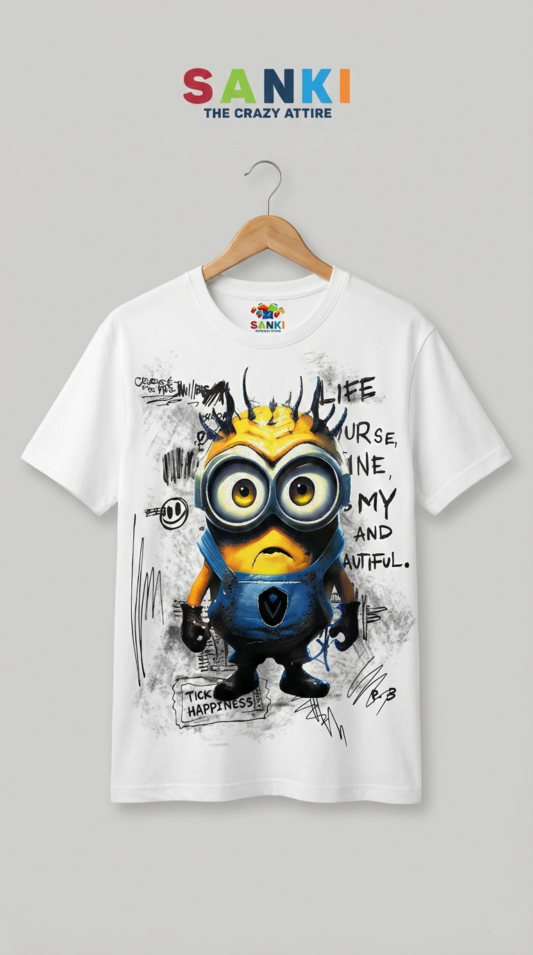 Retro Cartoon Print Oversized Tee — White — view 3