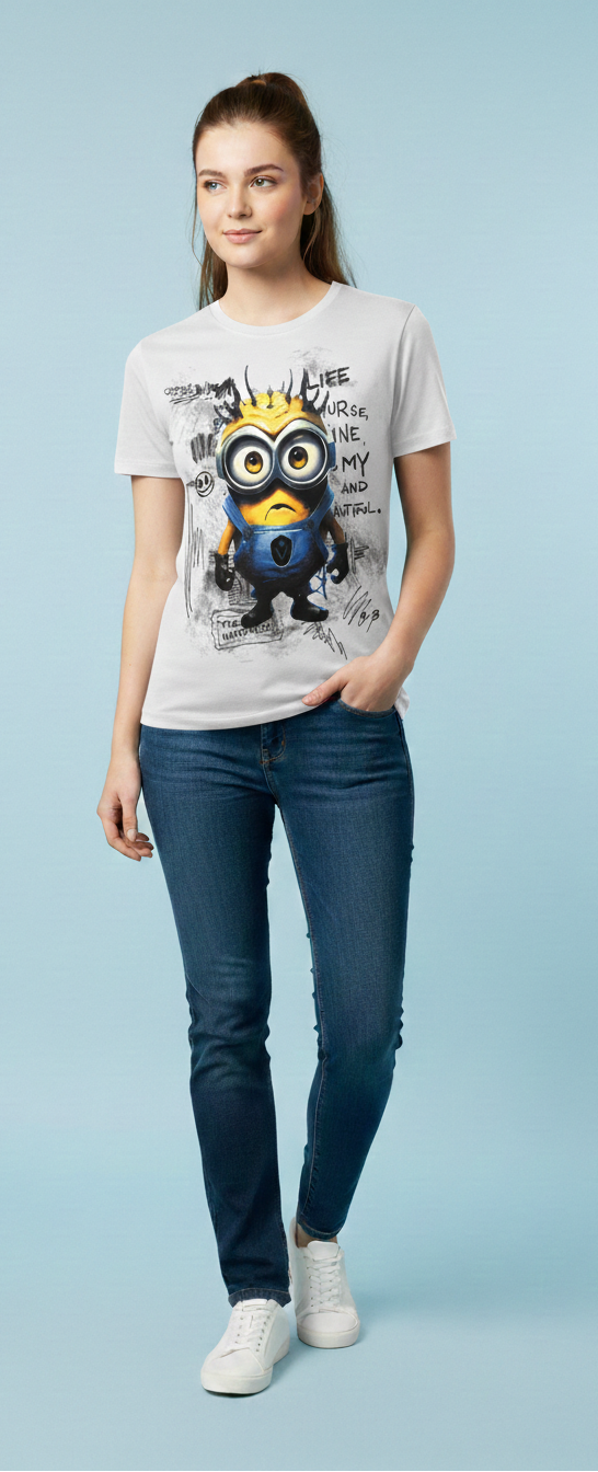 Retro Cartoon Print Oversized Tee — White — view 2