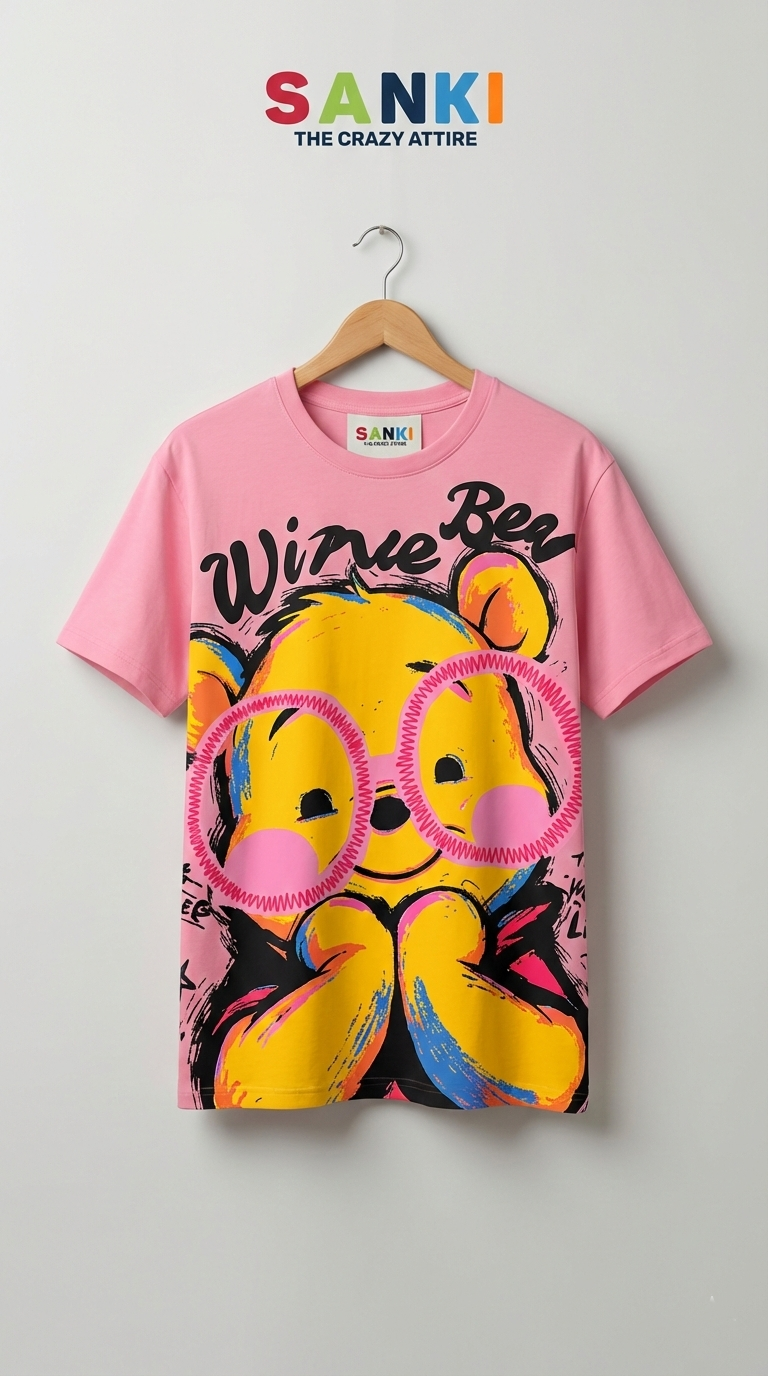 Honey Bear Graphic Oversized Tee — Pink Heavyweight Cotton — view 9