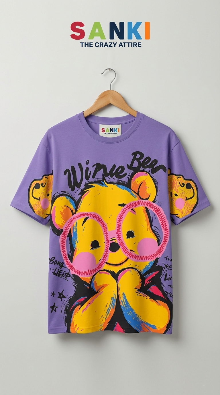 Honey Bear Graphic Oversized Tee — Pink Heavyweight Cotton — view 8