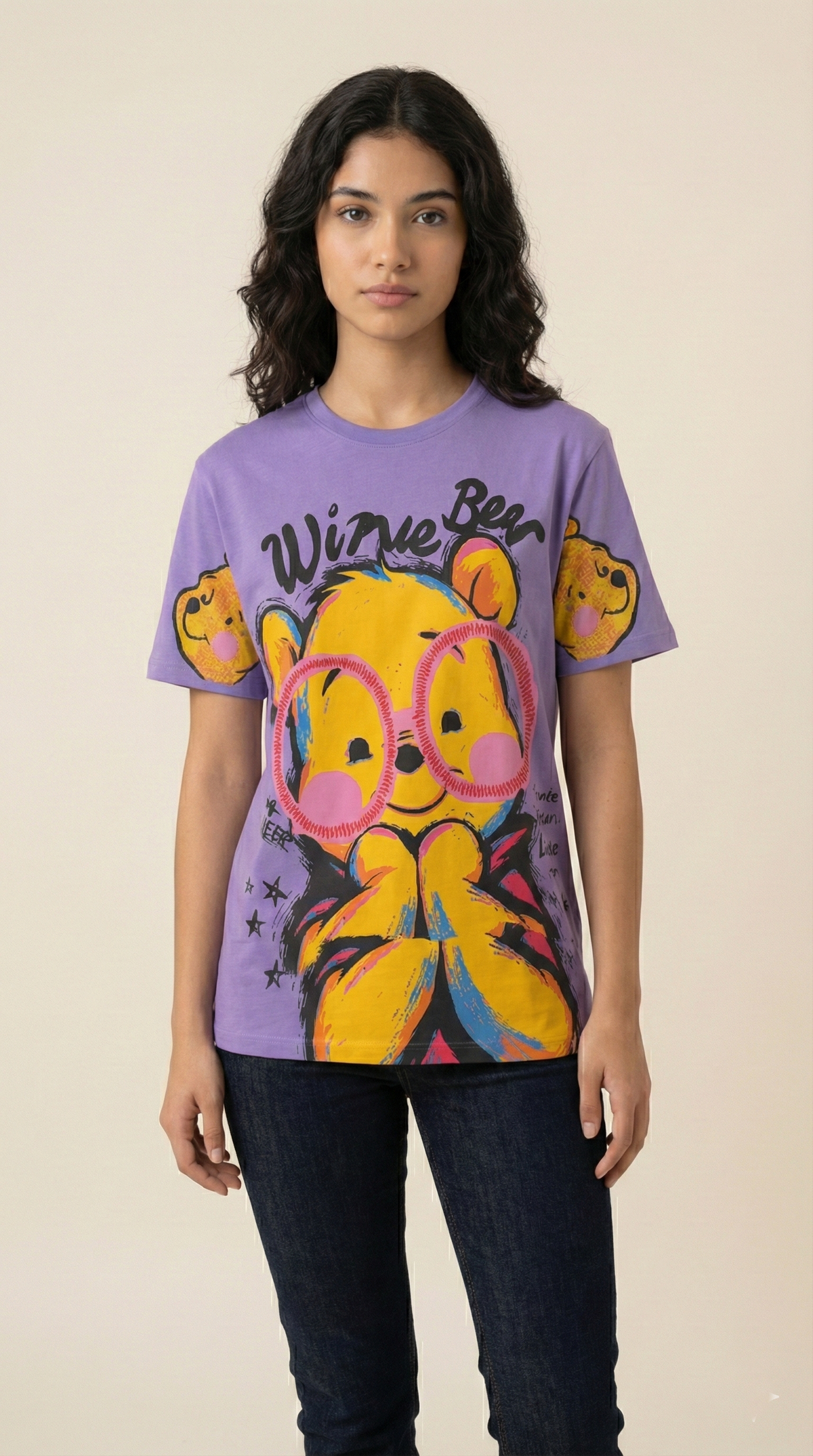 Honey Bear Graphic Oversized Tee — Pink Heavyweight Cotton — view 5