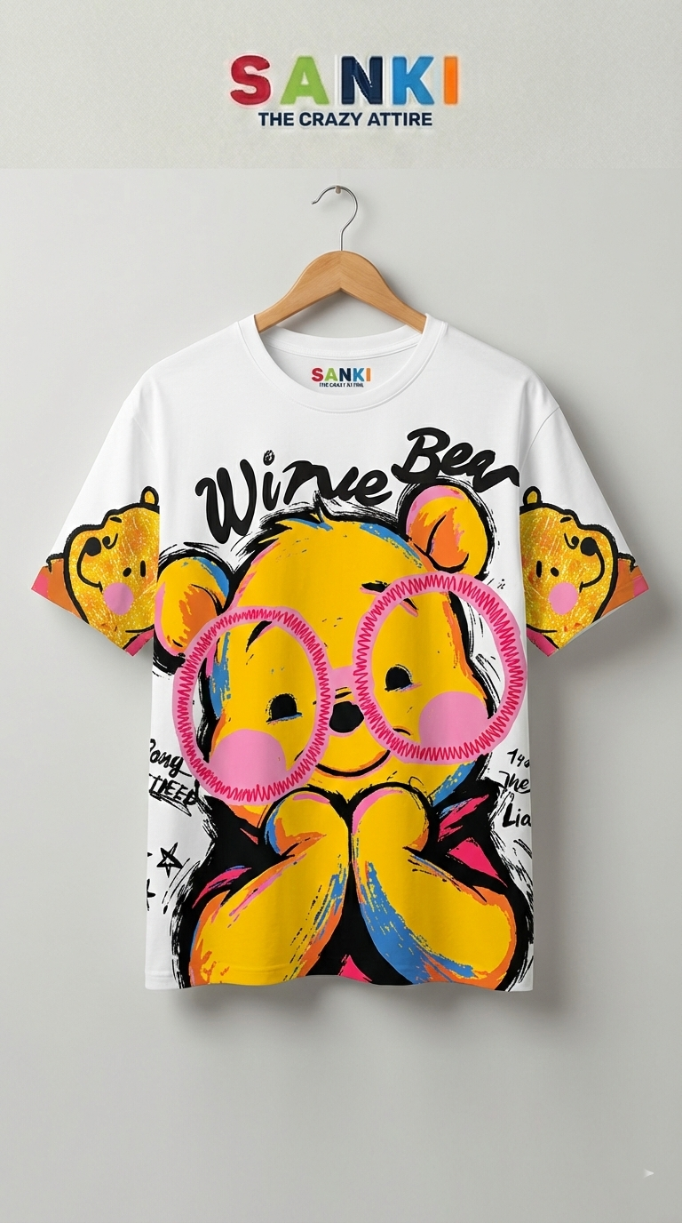 Honey Bear Graphic Oversized Tee — Pink Heavyweight Cotton — view 7