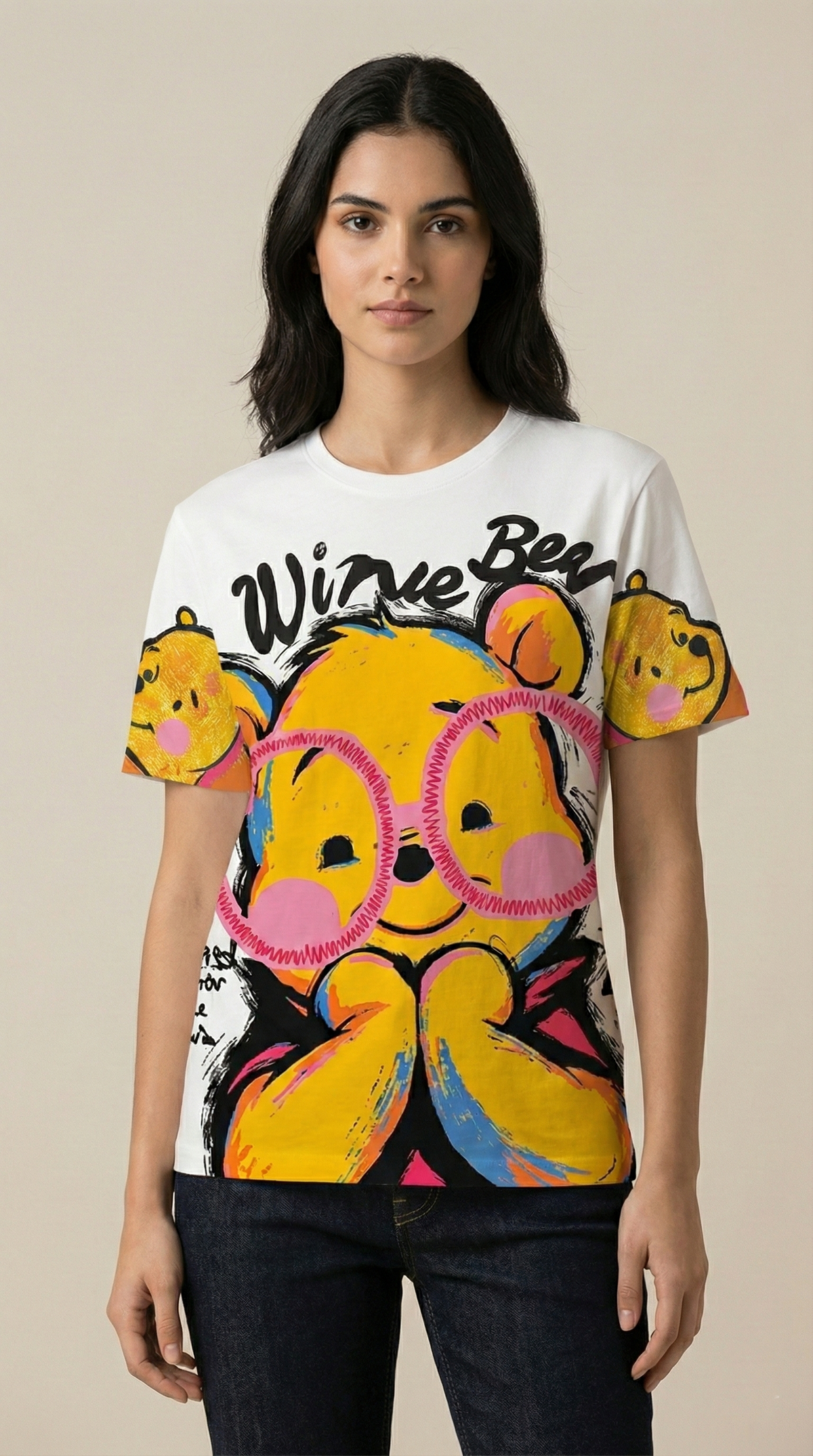 Honey Bear Graphic Oversized Tee — Pink Heavyweight Cotton — view 4