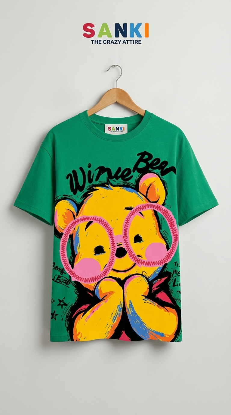 Honey Bear Graphic Oversized Tee — Pink Heavyweight Cotton — view 6