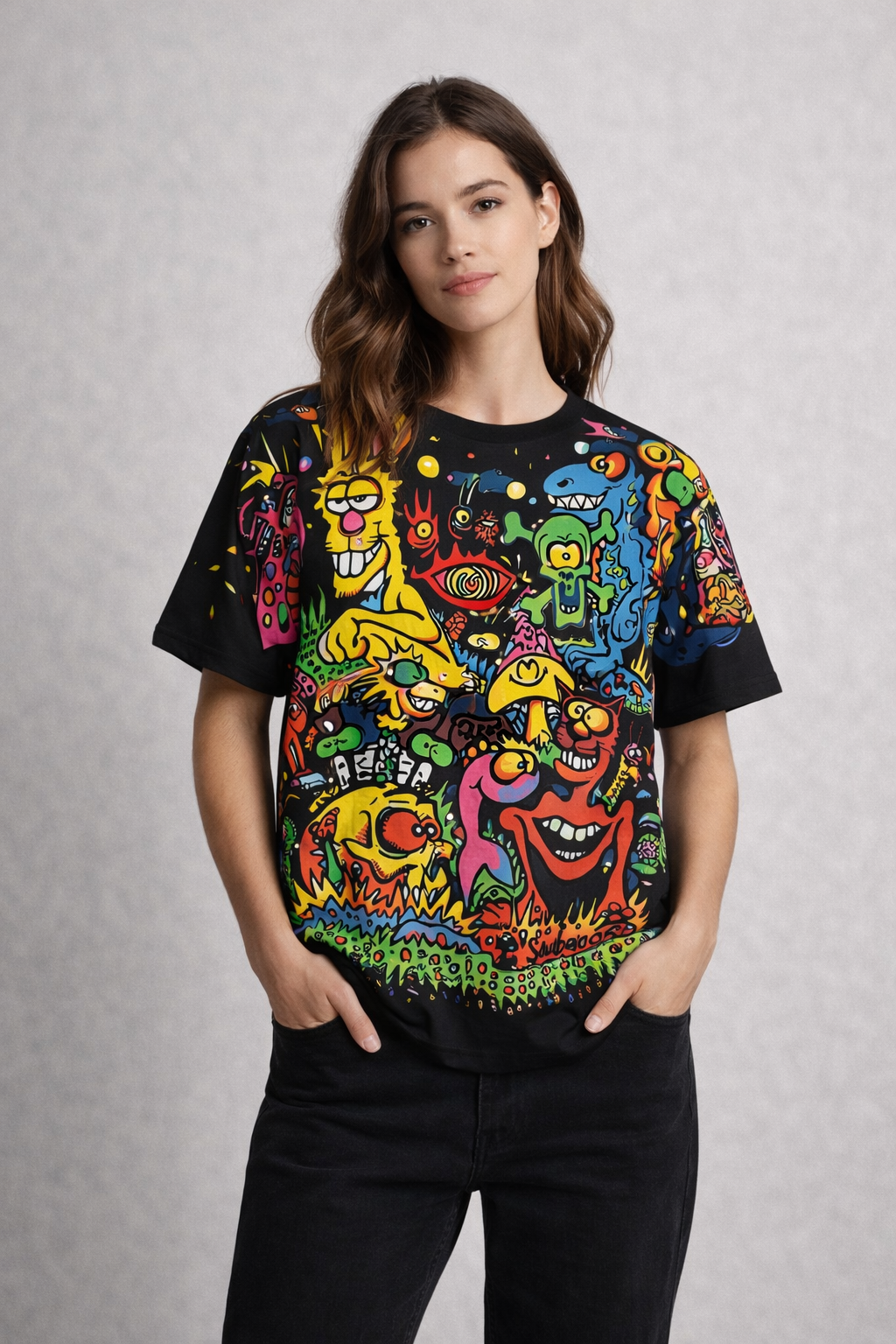 Energy Graphic Oversized Fit Tee — Black Premium Cotton — view 7