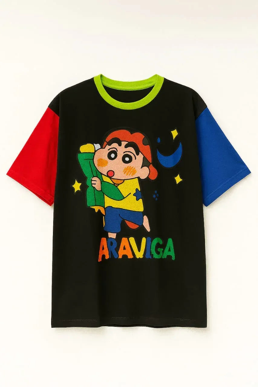 Cartoon Round Neck T-shirt - Sanki