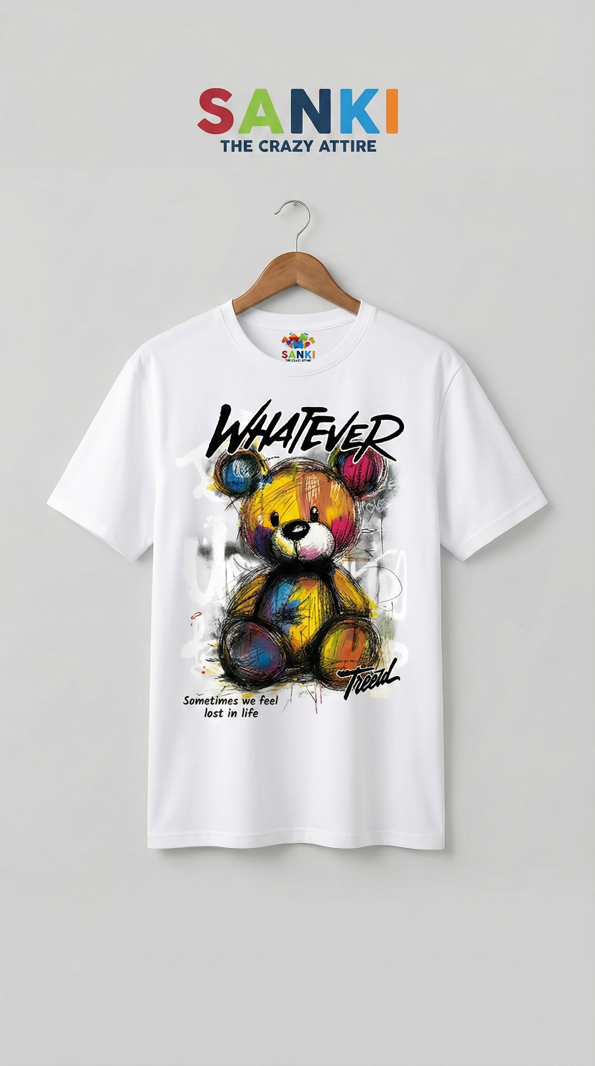 Bear Graphic Oversized T-Shirt — Premium Cotton White — view 2