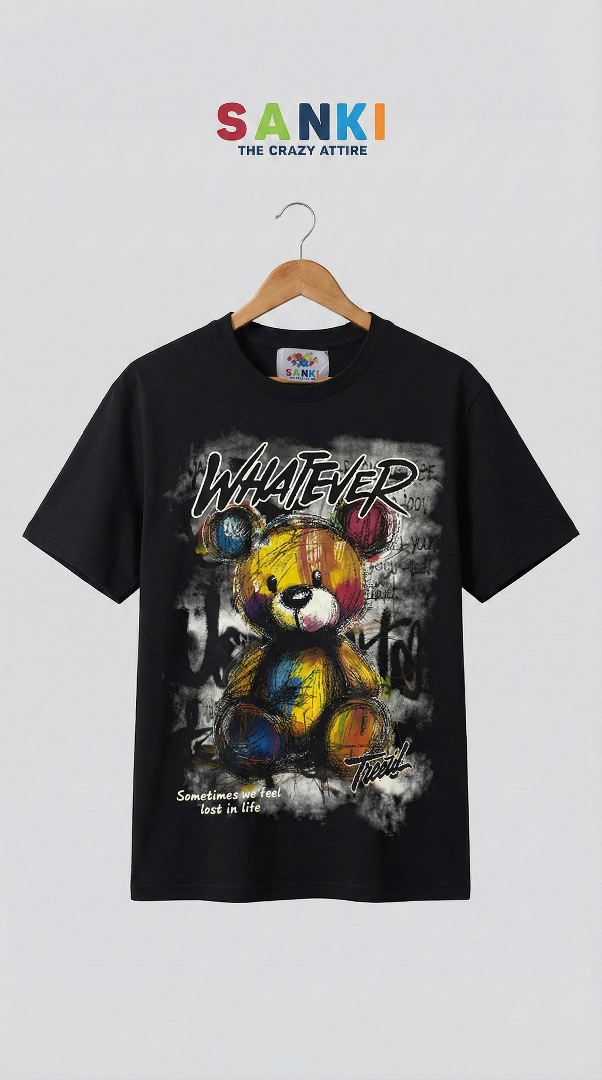 Bear Graphic Oversized T-Shirt — Premium Cotton White — view 4