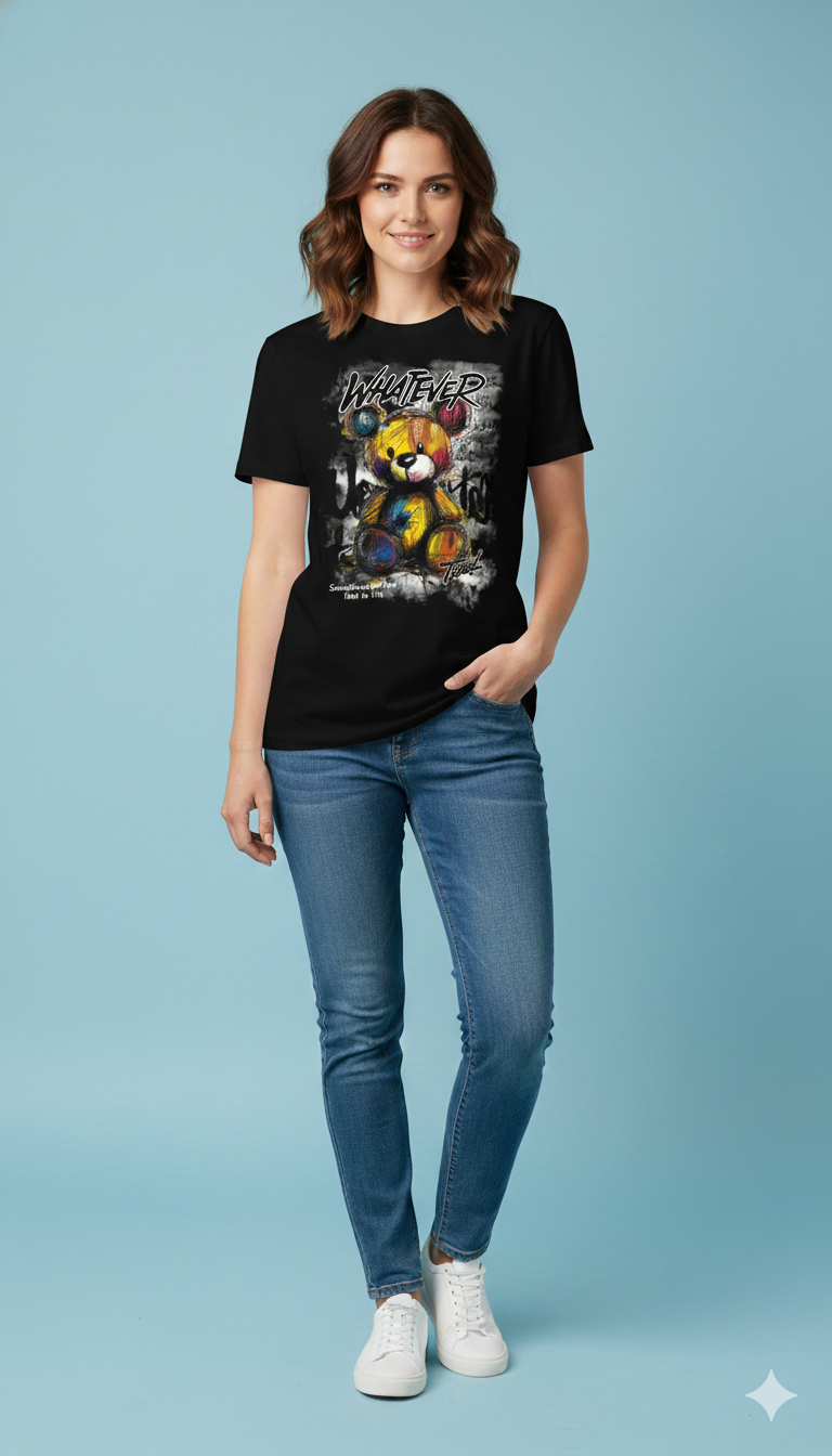 Bear Graphic Oversized T-Shirt — Premium Cotton White — view 5