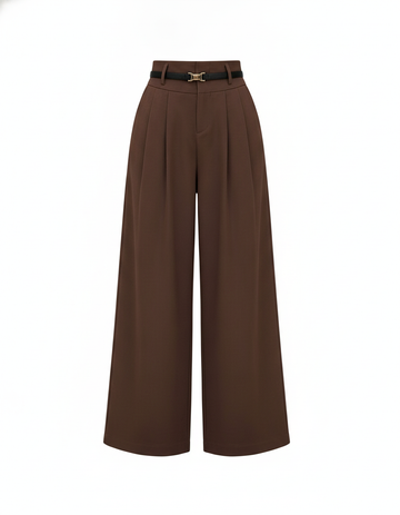 SANKI Brown High-Waist Baggy Trousers for Women