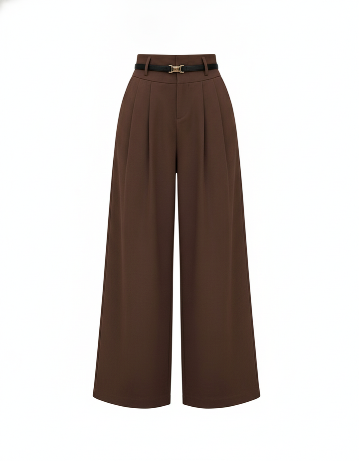 SANKI Brown High-Waist Baggy Trousers for Women