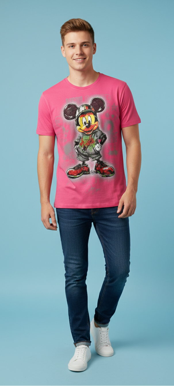 Cartoon Street Icon Graphic Tee — Pink Premium Fit — view 2