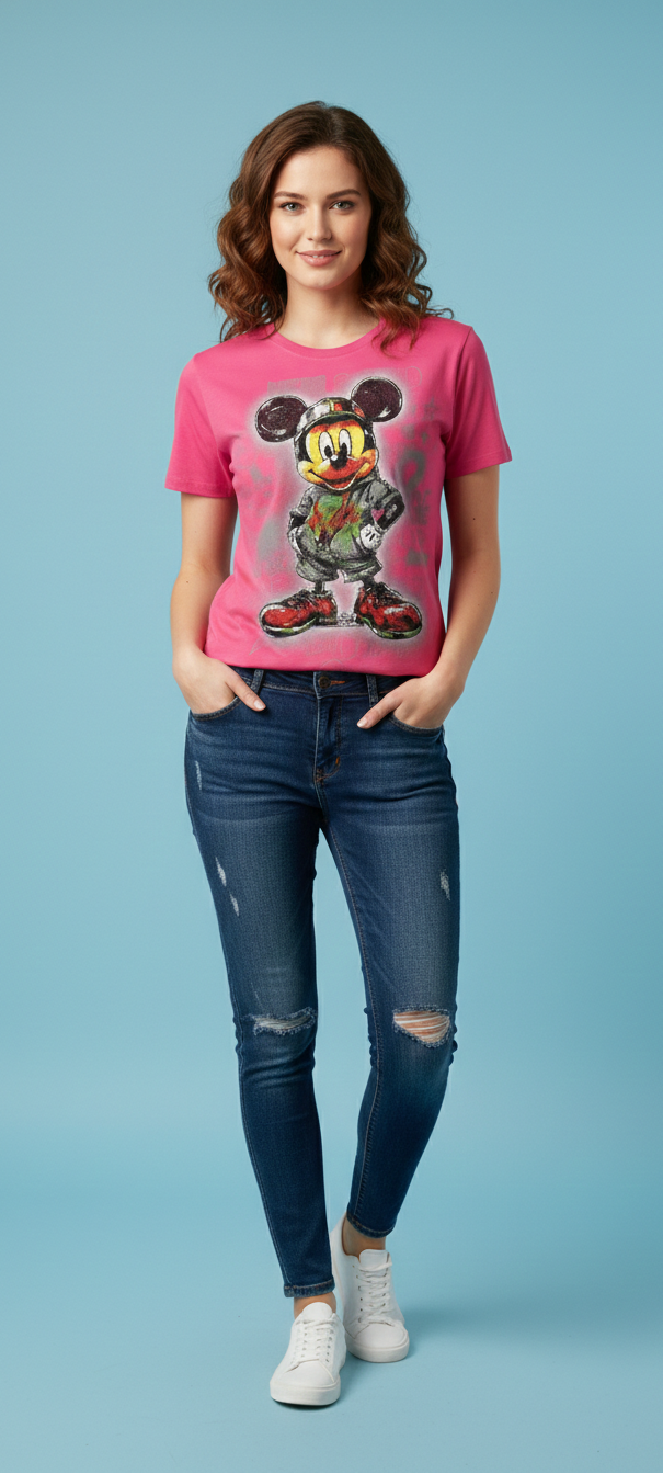 Cartoon Street Icon Graphic Tee — Pink Premium Fit — view 3
