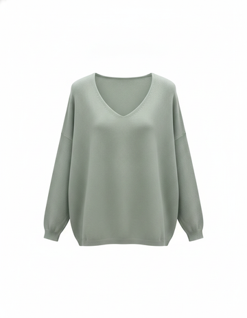 SANKI Green V-Neck Crew-neck Top for Women