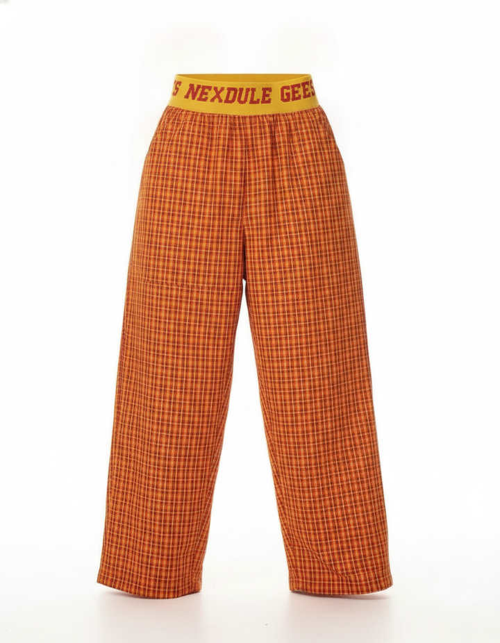 Plaid Boxer Lower — Baggy Fit, Orange