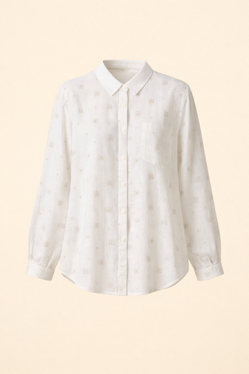 SANKI White Regular Fit Button-down Collar Button-Detail Shirt for Women