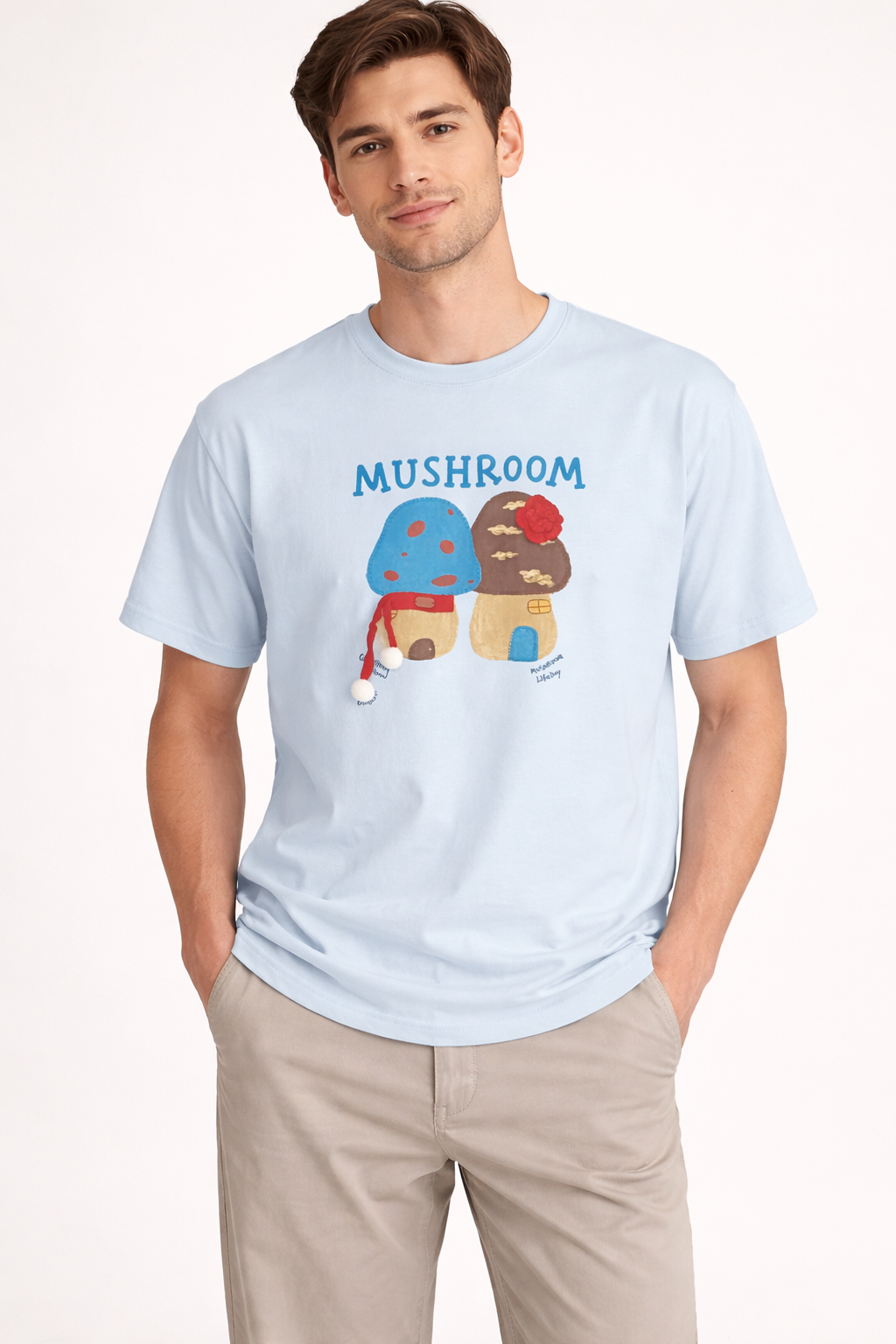 Mushroom Print Oversized Tee — Navy Blue Fit — view 6