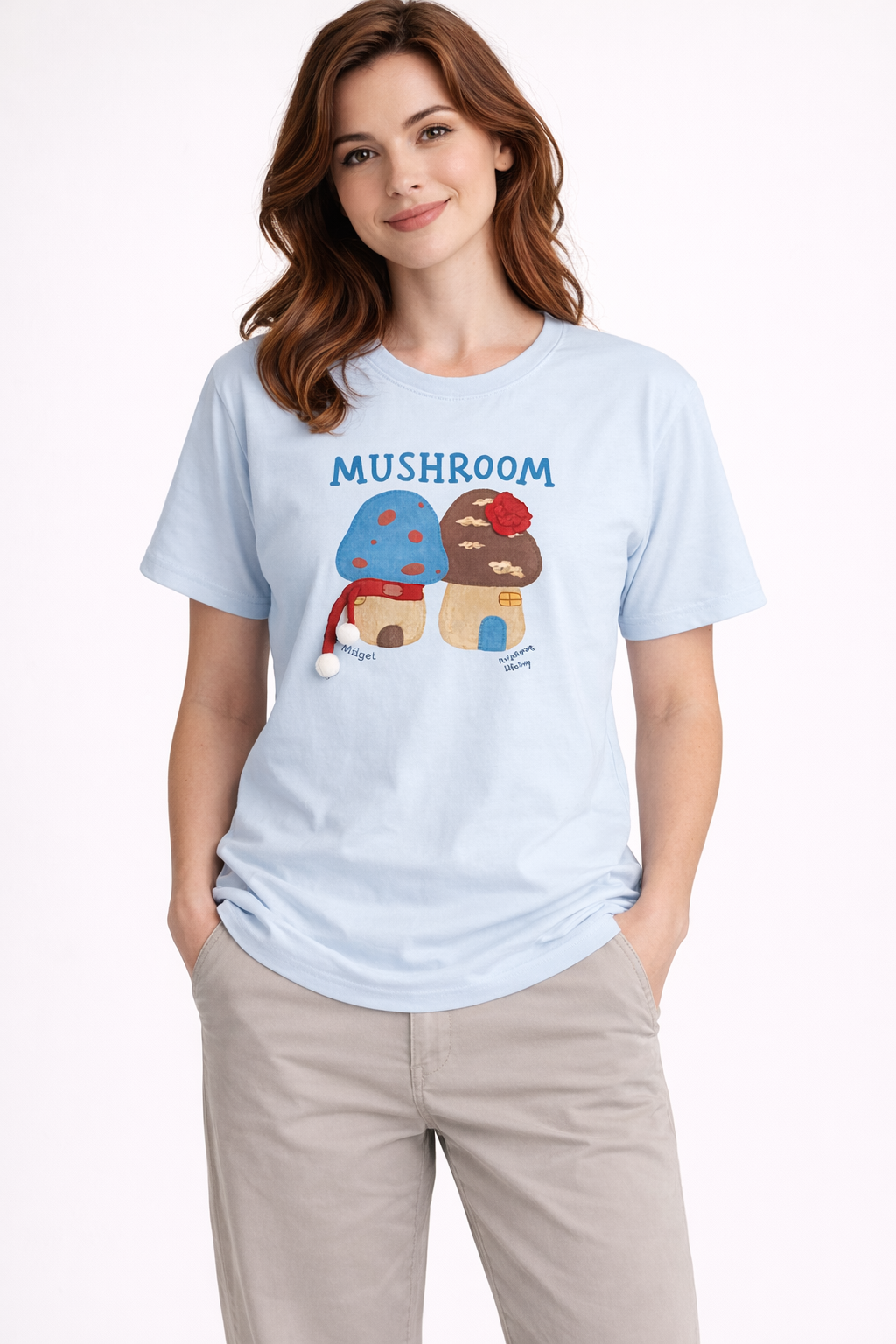 Mushroom Print Oversized Tee — Navy Blue Fit — view 4