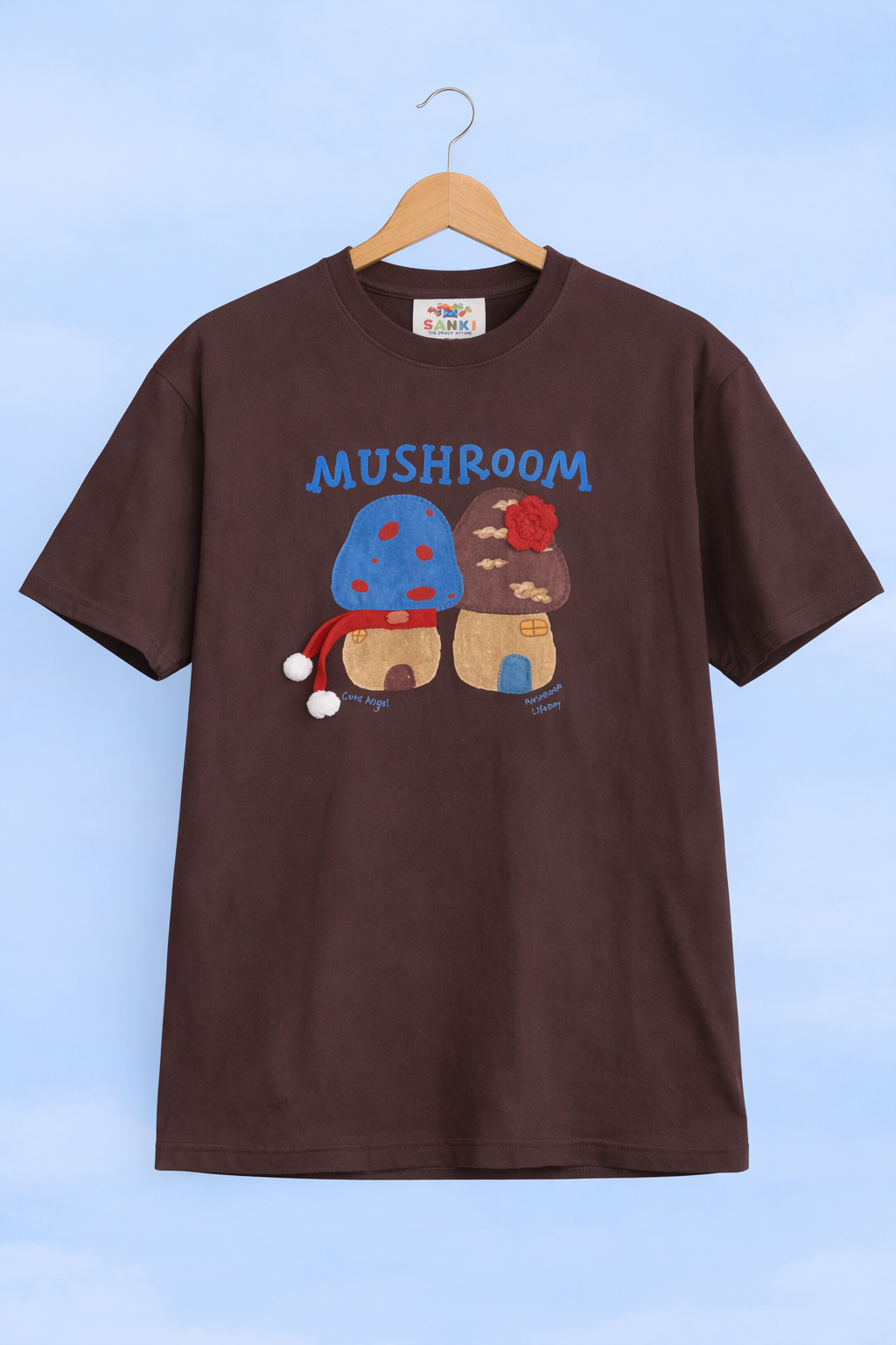 Mushroom Print Oversized Tee — Navy Blue Fit — view 11