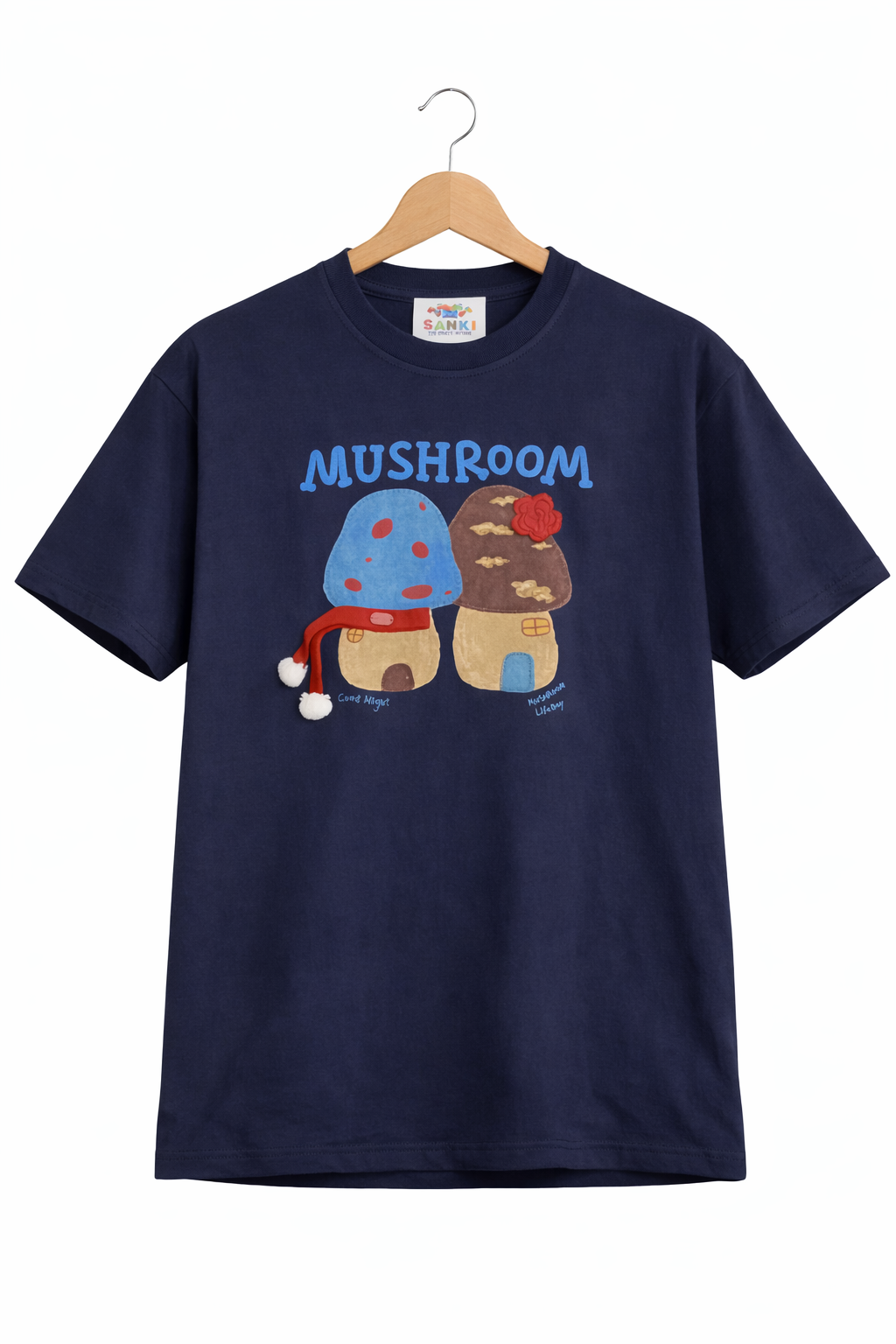 Mushroom Print Oversized Tee — Navy Blue Fit — view 10
