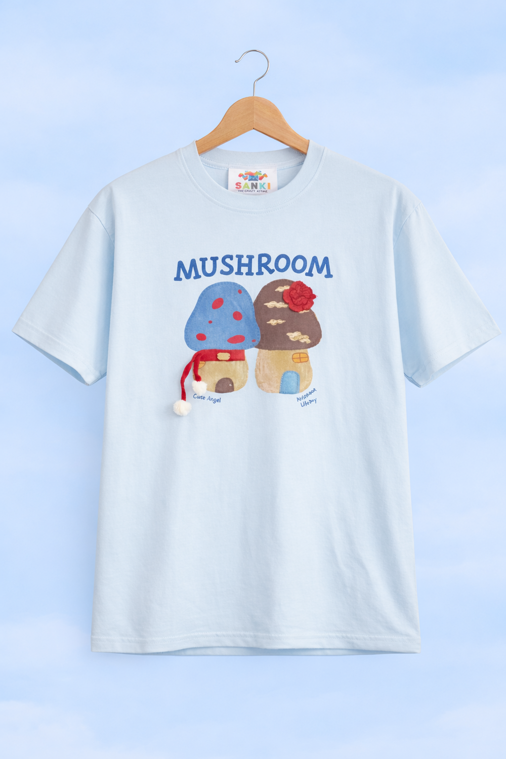 Mushroom Print Oversized Tee — Navy Blue Fit — view 9