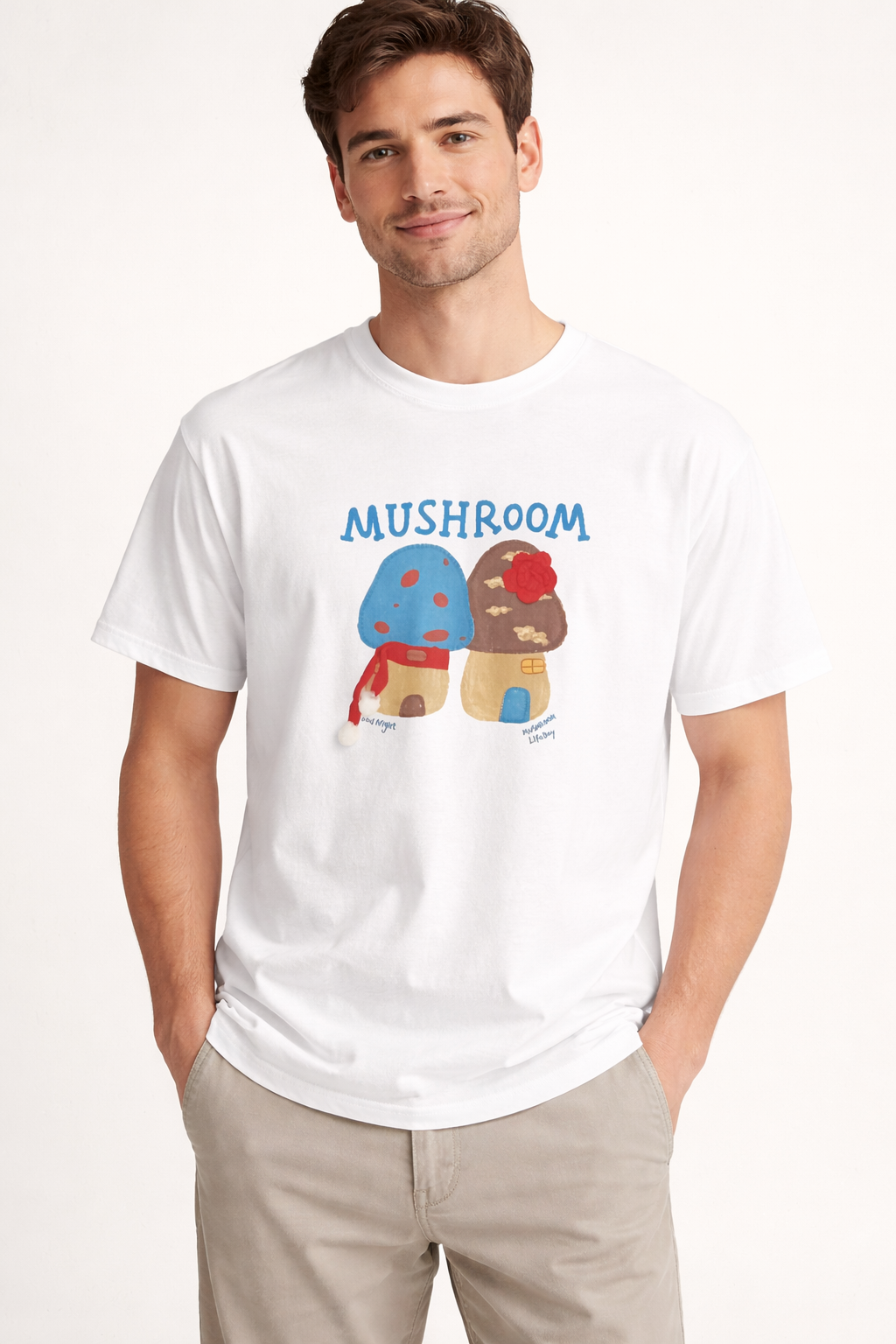 Mushroom Print Oversized Tee — Navy Blue Fit — view 2