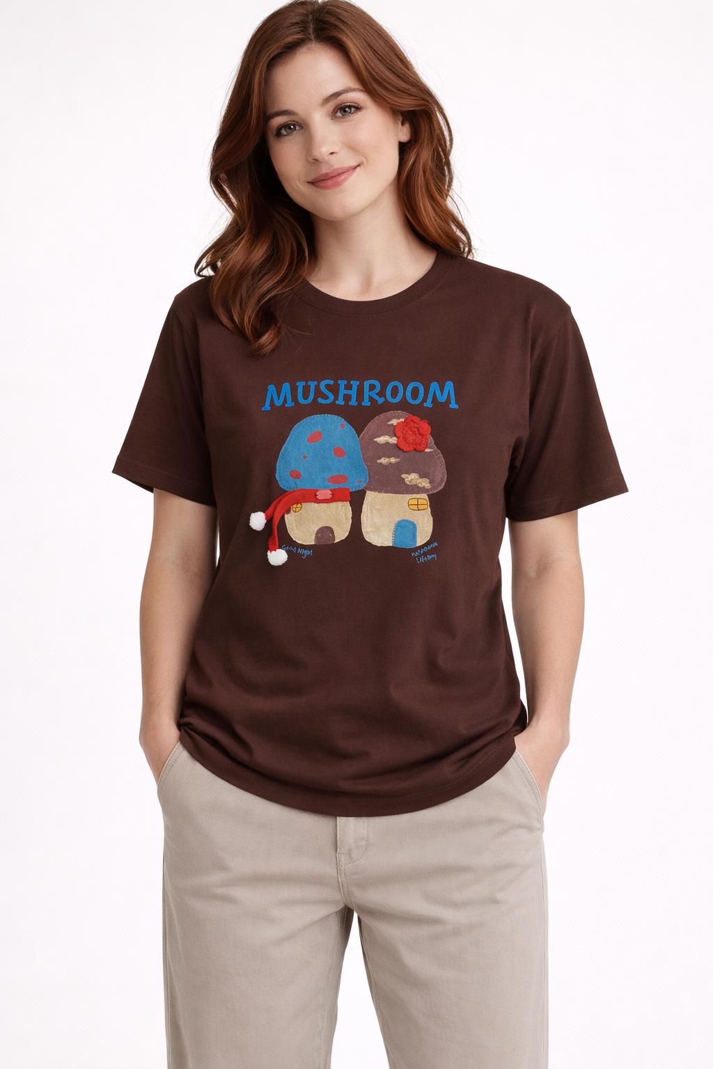 Mushroom Print Oversized Tee — Navy Blue Fit — view 8