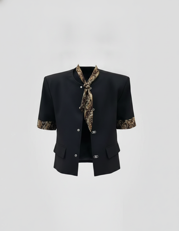 Paisley Necktie Blazer Shirt — Black