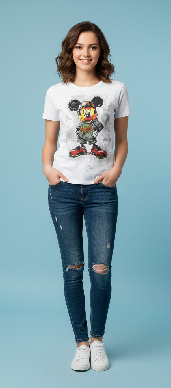 Cartoon Street Icon Graphic Fit — White Premium Tee — view 3