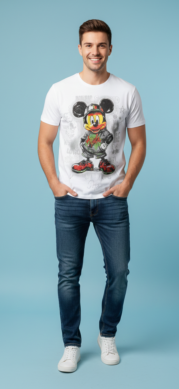 Cartoon Street Icon Graphic Fit — White Premium Tee — view 2