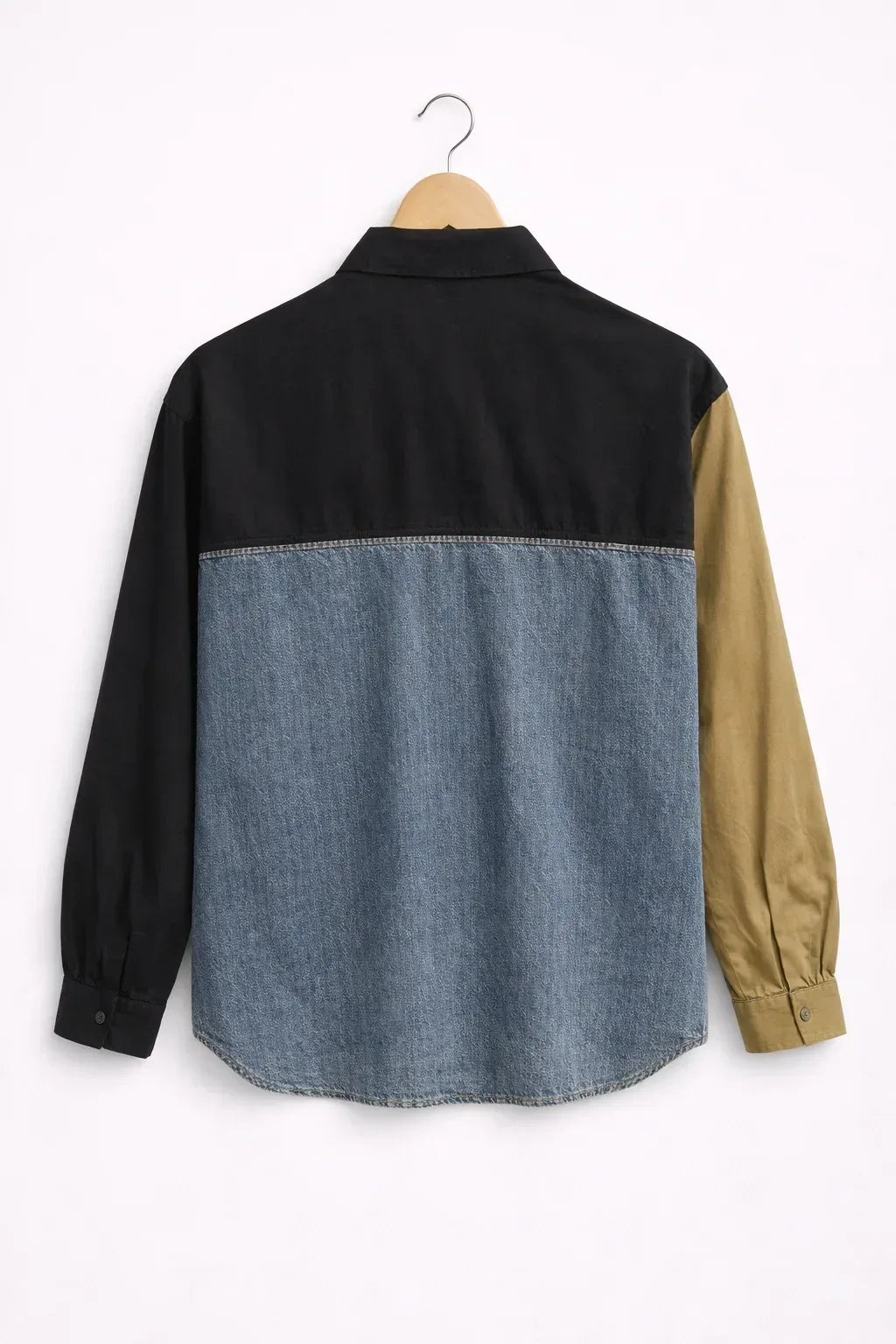 SANKI Color Block Denim and Cotton Shirt - Sanki