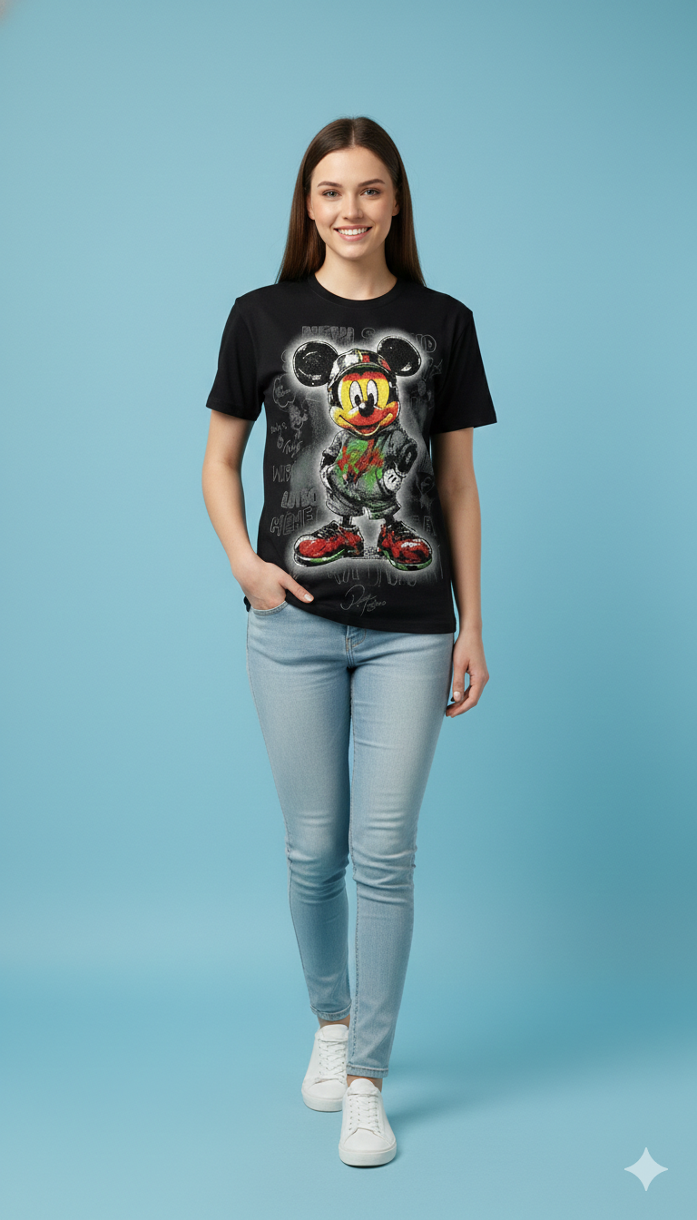 Cartoon Icon Graphic Tee — Premium Black Streetwear Fit — view 4