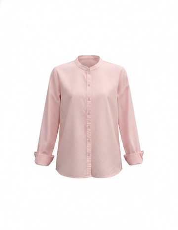 SANKI Pink Regular Fit Mandarin Collar Button-front Shirt for Women
